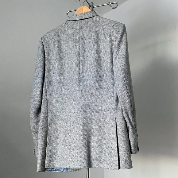 Vintage blue gray & white structured double vent Nino Cerruti wool tweed blazer - Picture 2 of 8